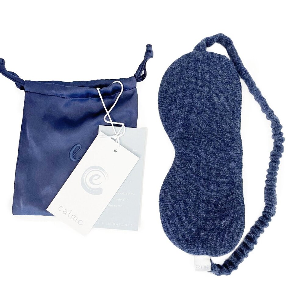 NWT Calme by Johnny Was 100% Cashmere & Silk Navy Sleeping Eye Mask